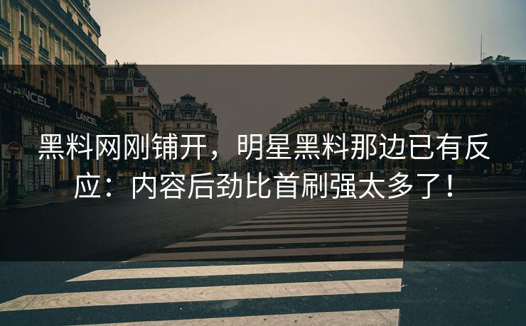 黑料网刚铺开,明星黑料那边已有反应:内容后劲比首刷强太多了! 第1张 黑料网刚铺开,明星黑料那边已有反应:内容后劲比首刷强太多了! 第1张