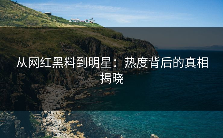 从网红黑料到明星：热度背后的真相揭晓