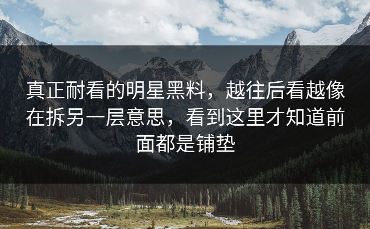 真正耐看的明星黑料,越往后看越像在拆另一层意思,看到这里才知道前面都是铺垫 第1张 真正耐看的明星黑料,越往后看越像在拆另一层意思,看到这里才知道前面都是铺垫 第1张
