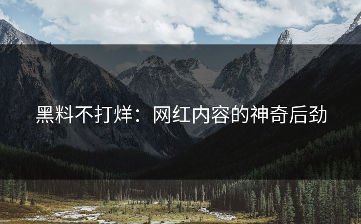 黑料不打烊：网红内容的神奇后劲